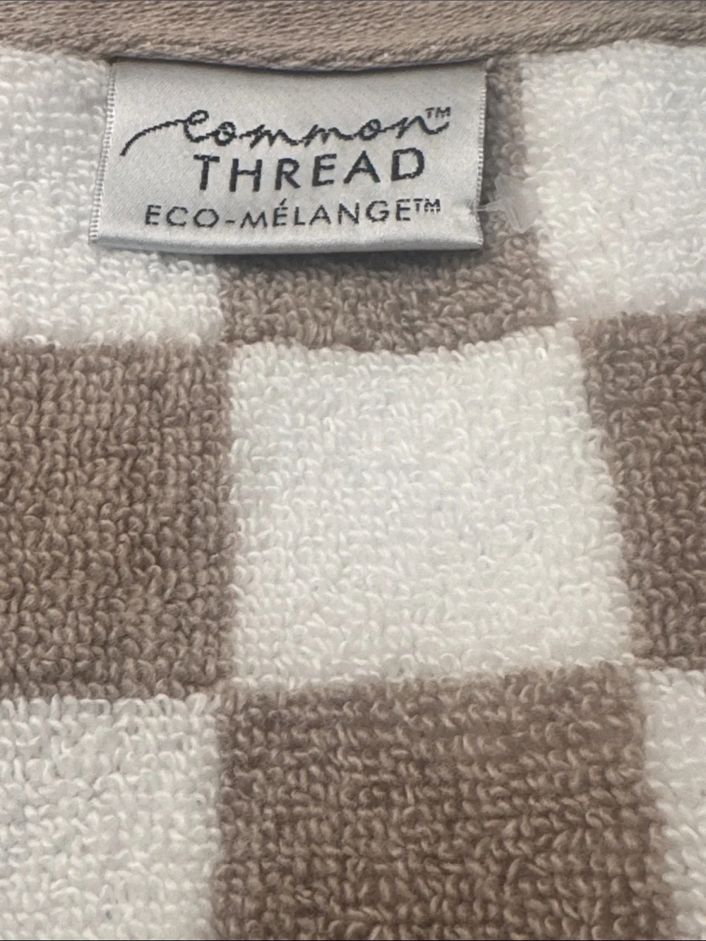 2pc COMMON THREAD Eco-Melange Bamboo Checkered Bath Towel Set - Tan/White